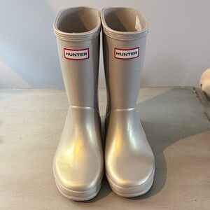 Hunter Kids Metallic Silver Rain Boots